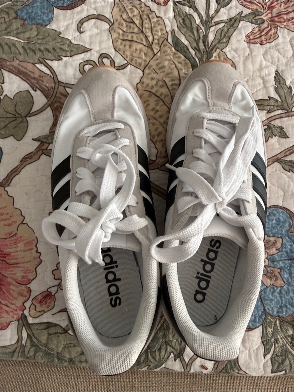 adidas Women’s White Sneakers with Black Three Stripes